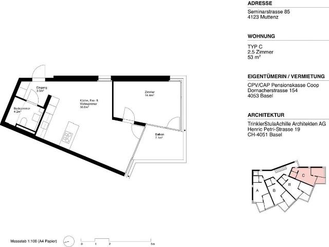 Apartment with 2.5 rooms for rent in Muttenz 53 m² | dreamo. Ch