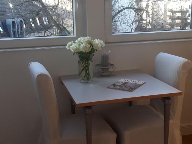 Apartment with bedroom and living room, roof terrace and skyline view, Frankfurt Amsterdam Apartments for Rent