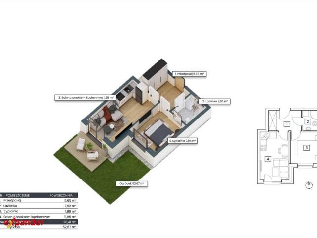 Apartament z ogrodem 52m² blisko plaży w Gdańsku