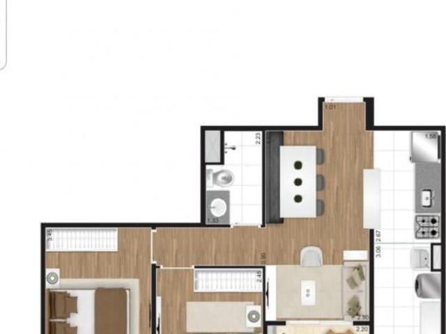 Apartamento 50m2 no Condomínio Boulevard Vila Maria, 2 Dormitórios, 1 Banheiro, Moveis Planejados, C