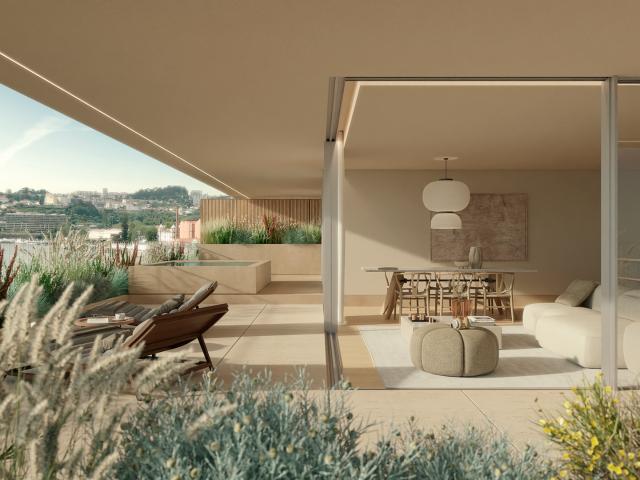 Apartamento T3 Elegante com Piscina Privada e Vista para o Rio Douro no Porto