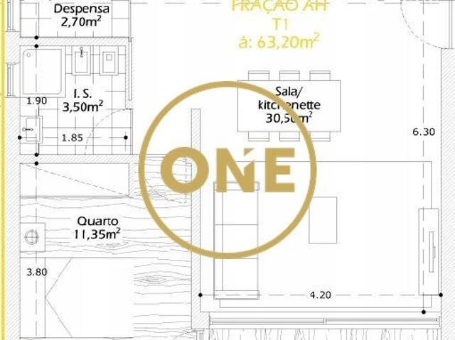Apartamento T1 em Calendário
