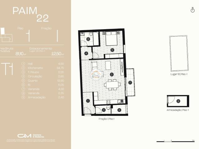 Apartamento T1 para Venda Fração I