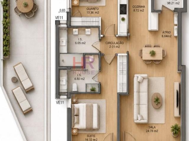 Apartamento T2 contemporâneo em construção, com varandas e vista para jardim. Próximo de comodidades essenciais e com excelentes acessos