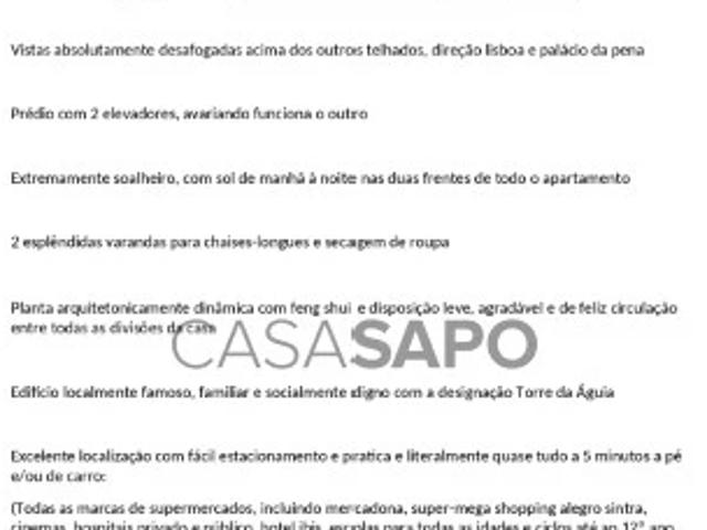 Apartamento T2 para alugar em Sintra