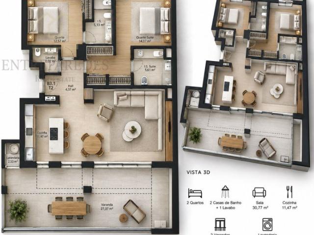 Apartamento T2 para Comprar em Gondomar Porto | Condomínio. 104m² Gondomar São Cosme, Valbom e Jovim