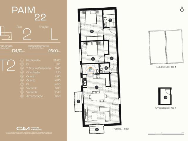 Apartamento T2 para Venda Fração L