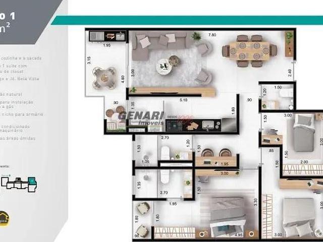 Apartamento à venda, novo, com 3 quartos sendo 1 suíte + lavabo no Jardim Bela Vista, Indaiatuba, SP