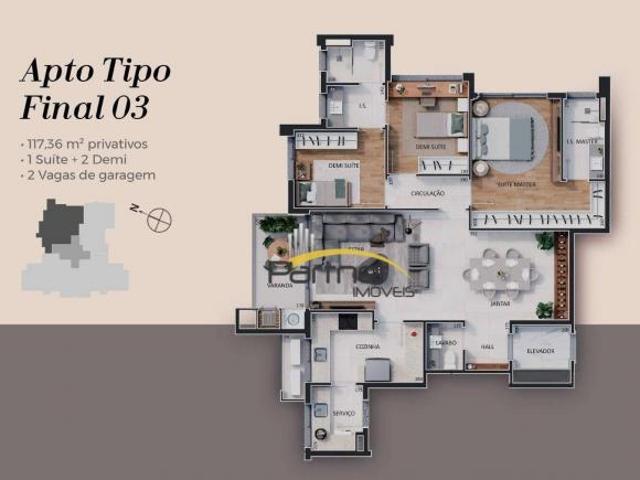Apartamento à venda, 117 m² por R$ 1.753.476,00 Água Verde Curitiba/PR