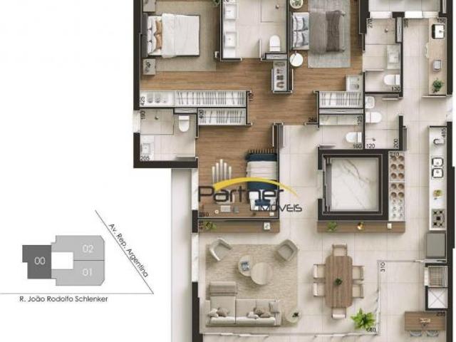 Apartamento com 3 dormitórios à venda, 141 m² por R$ 2.103.000,00 Portão Curitiba/PR