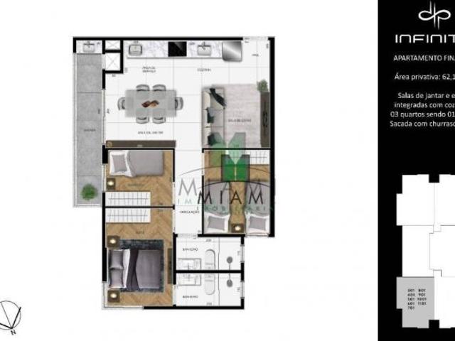 Apartamento com 3 dormitórios à venda, 62 m² por R$ 629.000,00 Centro São José dos Pinhais/PR