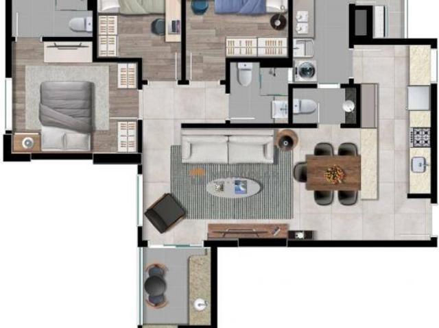 Apartamento com 3 dormitórios à venda, 95 m² por R$ 1.355.249,38 Batel Curitiba/PR