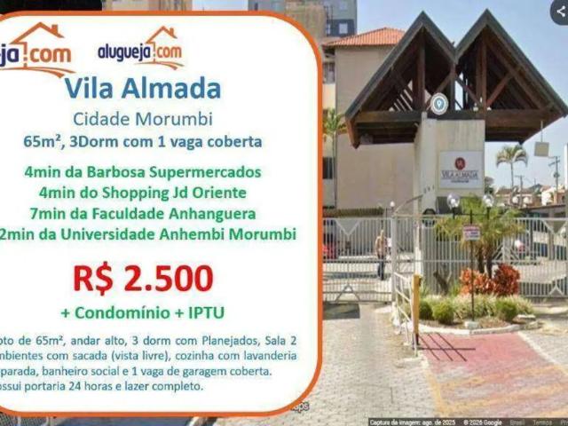 Apartamento com 3 dormitórios para alugar, 65 m² por R$ 3.025,00/mês Cidade Morumbi São José dos Campos/SP