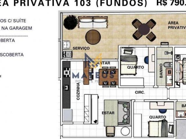 Apartamento com 3 quartos à venda em Belo Horizonte, no bairro Caiçaras