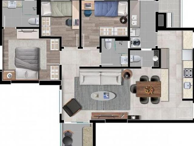 Apartamento com 3 quartos e 1 vaga Vivance Batel