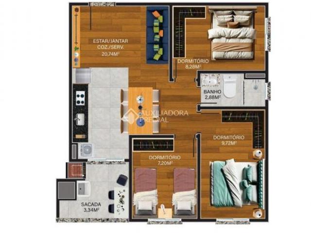 Apartamento com 03 quartos, 45m² no bairro Bela Vista