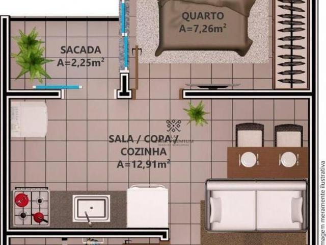 Apartamento com 1 dormitório à venda, 29 m² por R$ 219.000,00 Cajuru Curitiba/PR