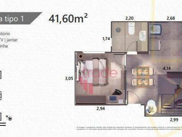 Apartamento com 1 dormitório à venda, 38 m² por R$ 327.000,00 Vila Monte Alegre Ribeirão Preto/S