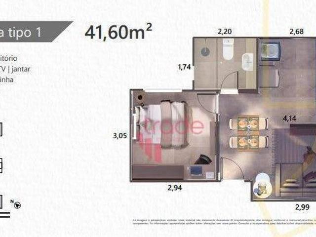 Apartamento com 1 dormitório à venda, 41 m² por R$ 337.000,00 Vila Monte Alegre Ribeirão Preto/S
