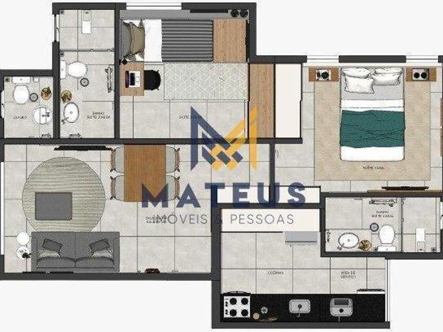 Apartamento com 2 quartos à venda em Belo Horizonte, no bairro Alto Caiçaras