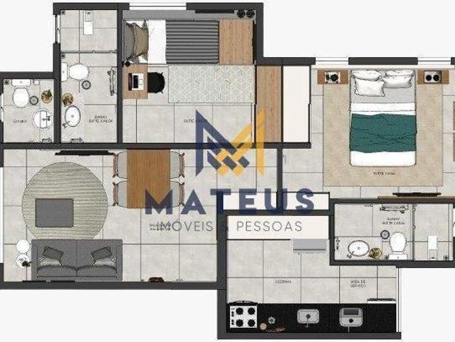Apartamento com 2 quartos à venda em Belo Horizonte, no bairro Caiçara Adelaide