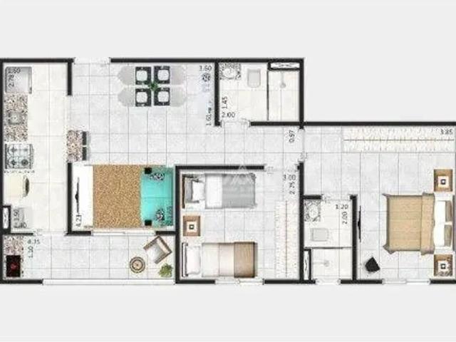 Apartamento com 2 Quartos para alugar, 60m² Residencial e Comercial Palmares