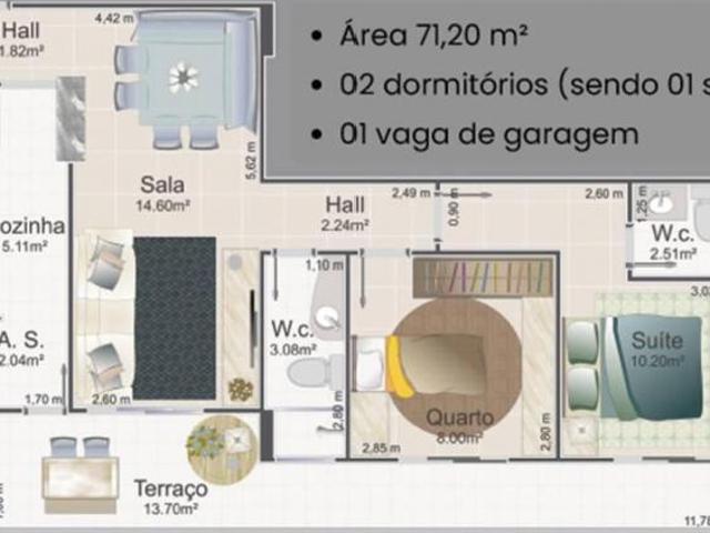 APARTAMENTO COM 71,20 m² CAIÇARA PRAIA GRANDE SP
