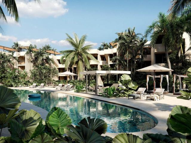 Apartamento con acceso al mar, club de playa, areas verdes y amenidades, en pre construccion en venta Chicxulub Yucatan