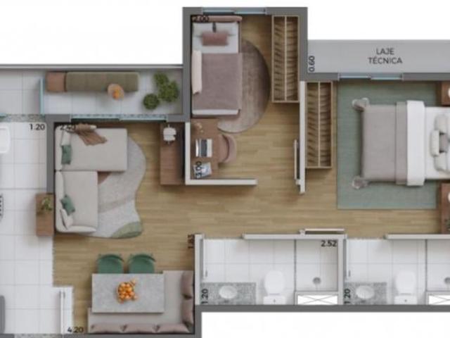 Apartamento à venda 48m² de 2 dormitórios com suíte e Varanda no Jd. Santa Genebra, Campinas