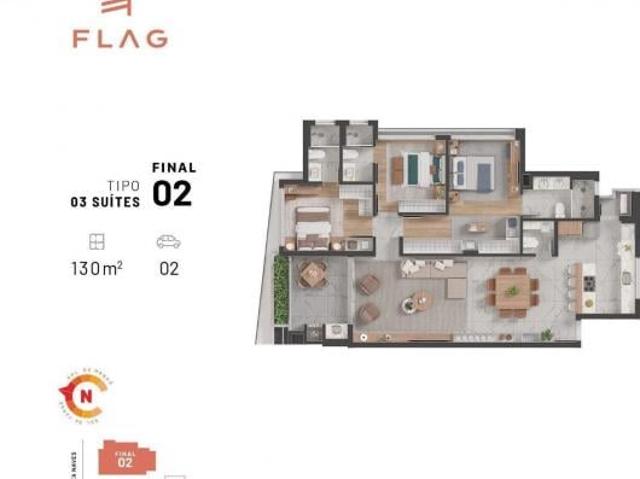 Apartamento DECORADO, 130.13m² no bairro Cristo Rei, com 3 suítes, 4 banheiros e 2 vagas de garagem