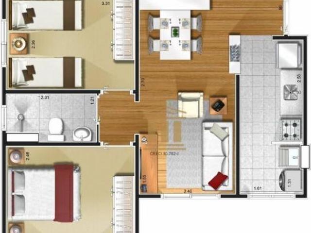 Apartamento em Vila Iracema, São José dos Campos/SP de 46m² 2 quartos à venda por R$ 290.000,00