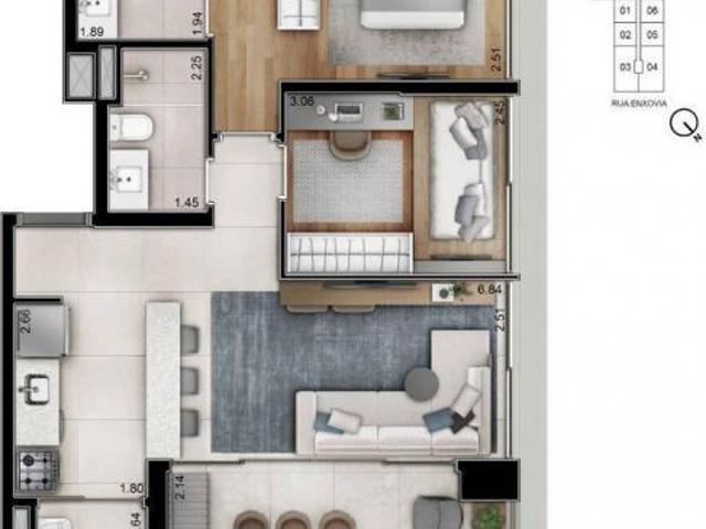 Apartamento em Vila São Francisco Zona Sul, São Paulo/SP de 70m² 2 quartos à venda por R$ 1.562.00