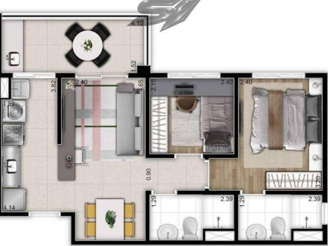 Apartamento em Vila Tolstoi, São Paulo/SP de 52m² 2 quartos à venda por R$ 440.000,00