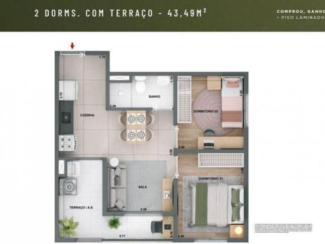 Apartamento em Chácara Santo Antônio Zona Sul, São Paulo/SP de 43m² 2 quartos à venda por R$ 383.0