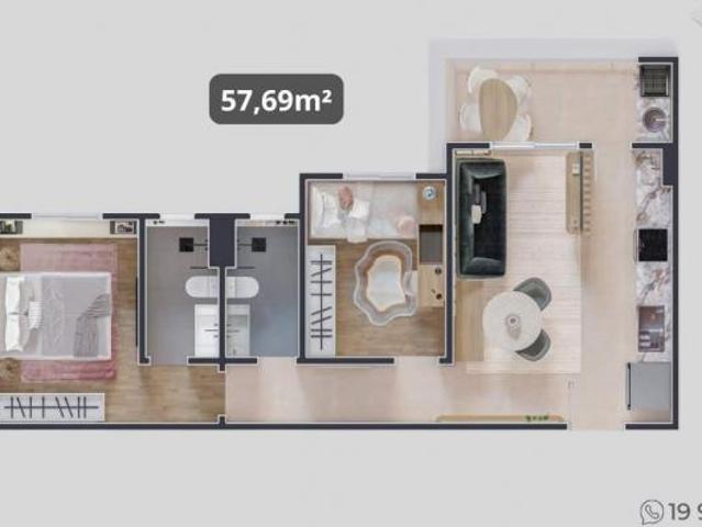 Apartamento em Jardim Amanda I, Hortolândia/SP de 57m² 2 quartos à venda por R$ 308.897,00