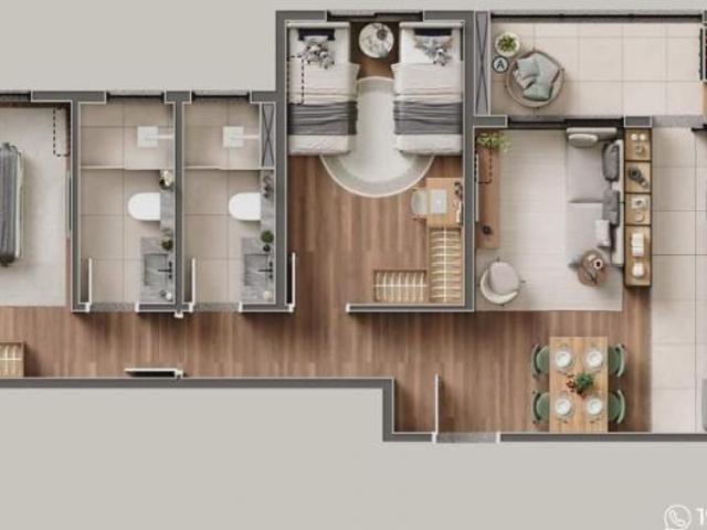 Apartamento em Jardim Dos Calegaris, Paulínia/SP de 60m² 2 quartos à venda por R$ 432.900,00