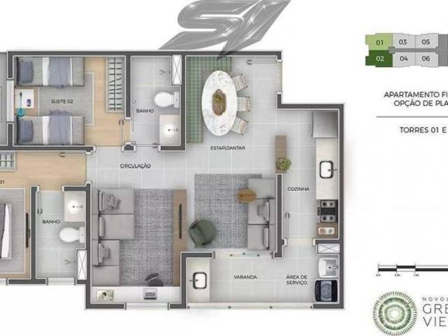 Apartamento em Jardim das Indústrias, São José dos Campos/SP de 66m² 3 quartos à venda por R$ 535.00