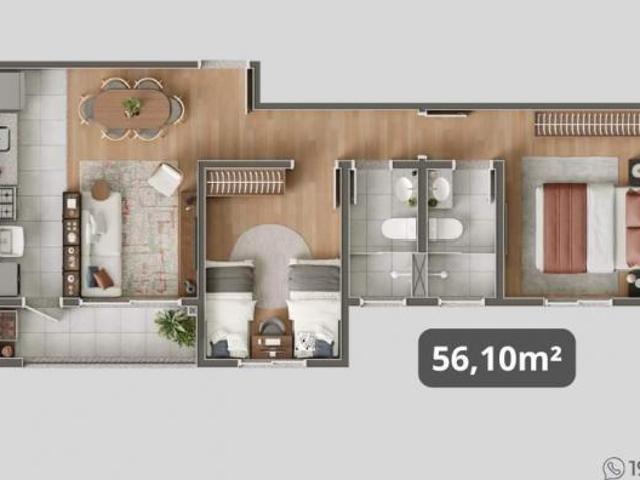 Apartamento em Jardim Nova Alvorada, Hortolândia/SP de 56m² 2 quartos à venda por R$ 335.000,00