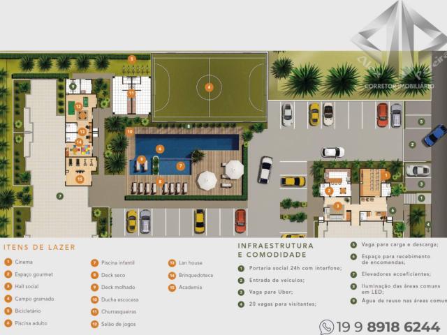 Apartamento em Parque Gabriel, Hortolândia/SP de 56m² 2 quartos à venda por R$ 389.600,00