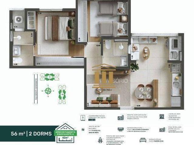 Apartamento em Santana, São José dos Campos/SP de 56m² 2 quartos à venda por R$ 516.571,82