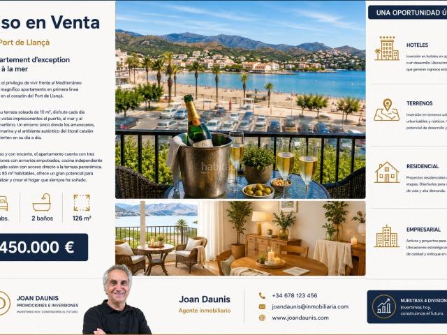 Apartamento en venta en Llançà, El Port Costa Brava. Apartamento delante del mar. Apartamentos.