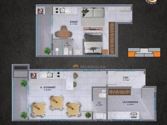 Apartamento Garden com 1 dormitório à venda, 43 m² por R$ 294.703,00 Portão Curitiba/PR