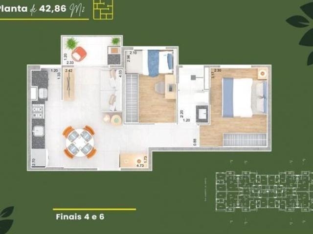 Apartamento lançamento em fase de construção, com 2 dormitórios à venda, 46 m² por R$ 345.000 Vila