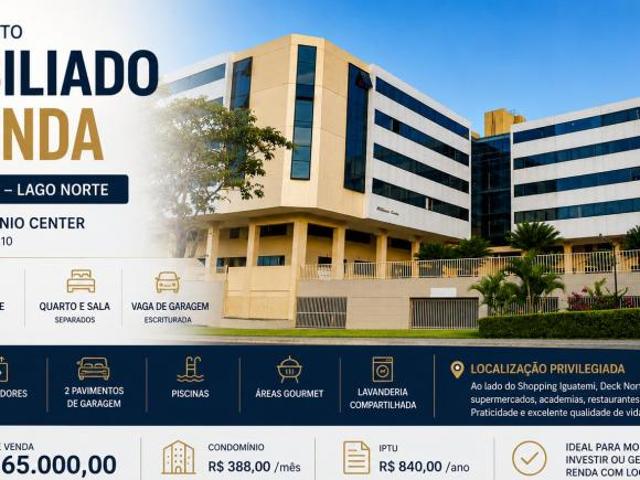 Apartamento Mobiliado à Venda no Lago Norte | 27 m² | Reformado | Vaga de Garagem | Ed. Milênio Cent