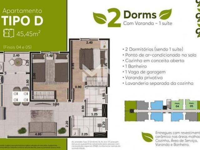 Apartamento na planta à venda, 2 quartos, 1 suíte, 1 vaga, Caguassu Sorocaba/SP