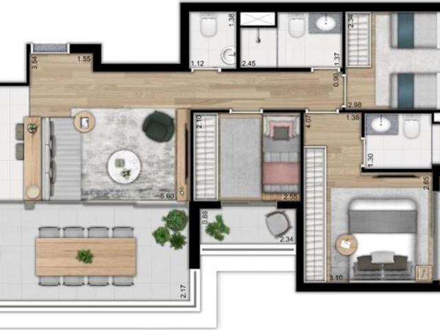 Apartamento no Nattur Nova Klabin, no Ipiranga, são 79m de area util