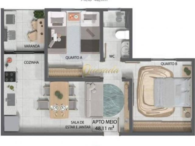 Apartamento novo à venda, 2 dormitórios, 48,11 m², Itamaracá Residencial, Indaiatuba