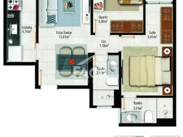 Apartamento para Locação em Vila Velha/ES Praia de Itaparica 2 Quartos