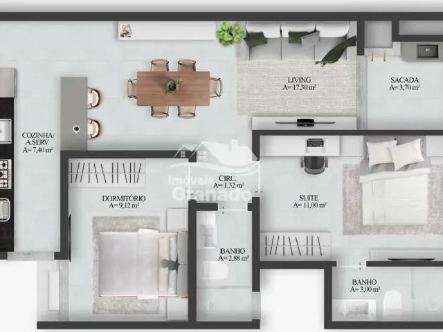 Apartamento para Locação em Camboriú/SC Tabuleiro 2 Quartos