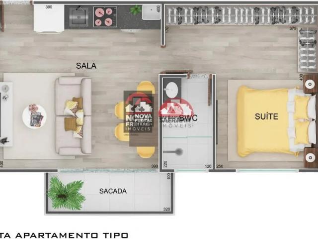 Apartamento para Locação em Caraguatatuba/SP Indaiá 1 Quartos